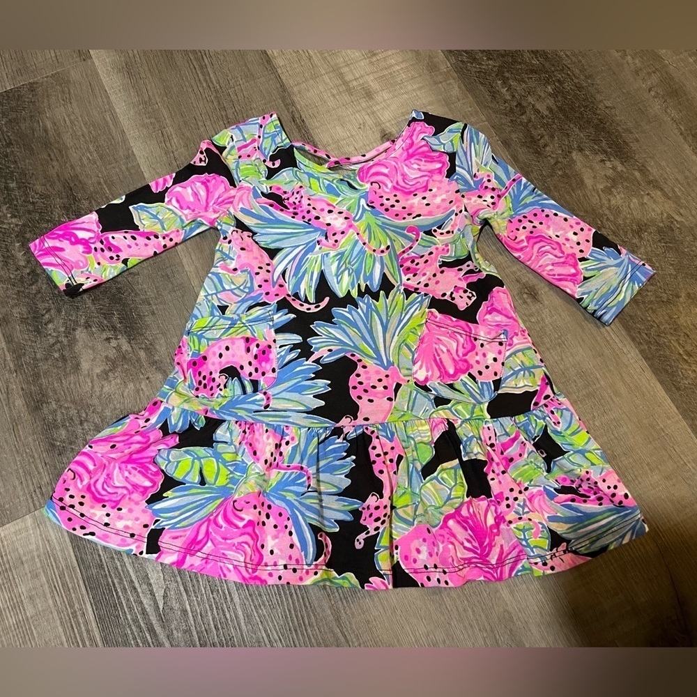 Lilly Pulitzer Girls Jena Dress in Onyx Jaguar Jungle size XS 2/3 - Picture 1 of 6